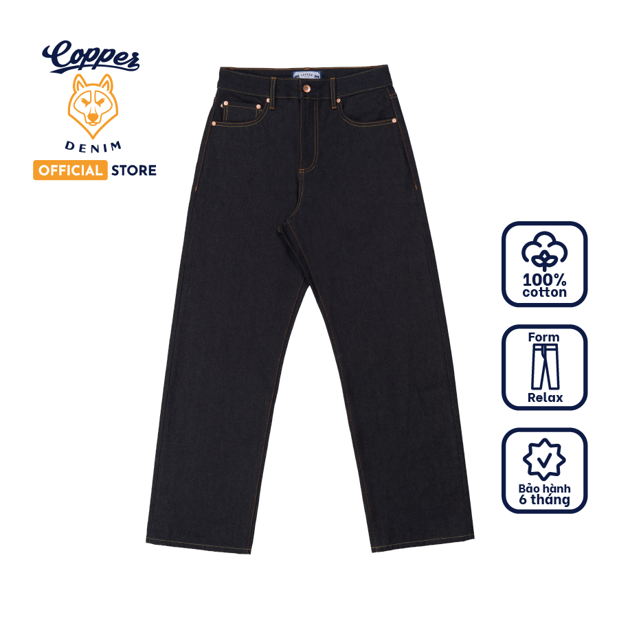 Quần Jeans Nam 14.5 Oz - raw selvedge denim, dáng relax, màu diamond blue - Copper Denim
