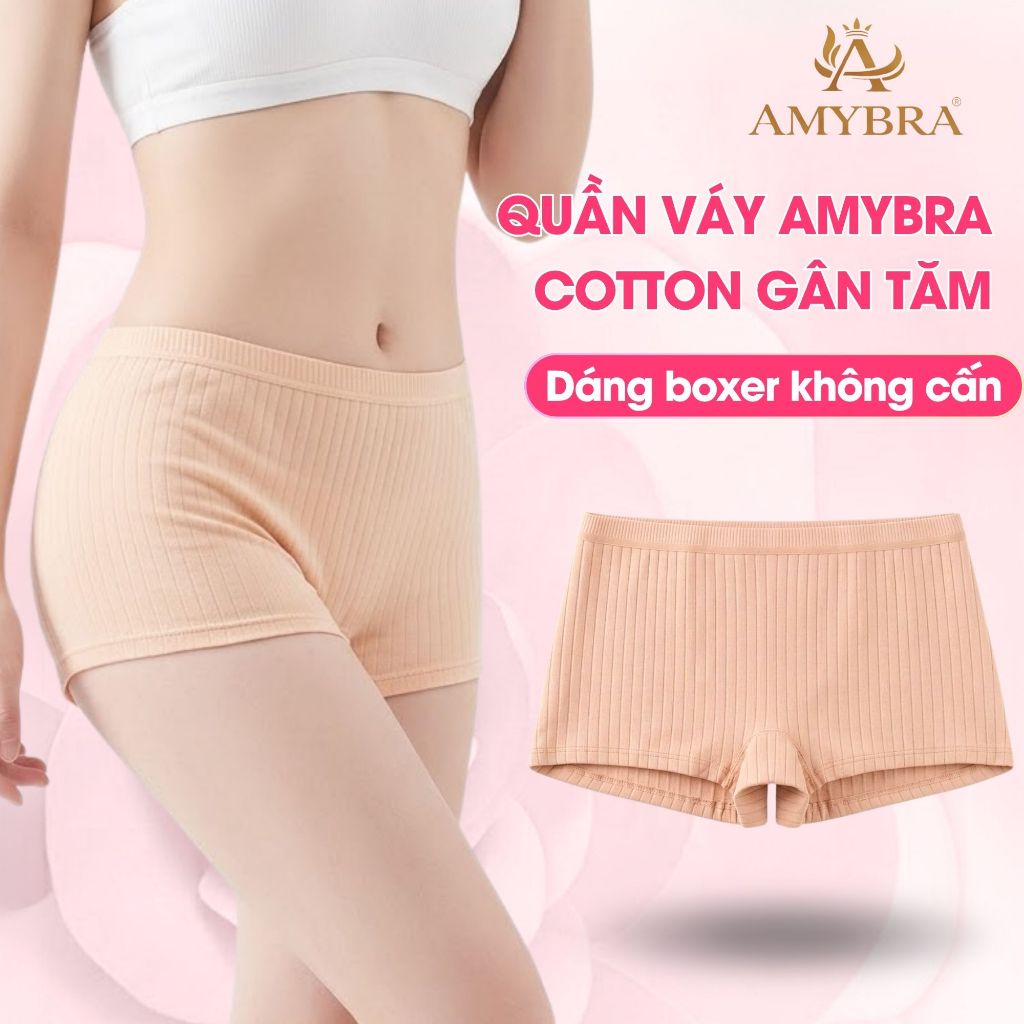 Quần Mặc Váy Cotton Co Giãn Tốt Kiểu Basic – Quần Lót Bảo Hộ Chống Lộ Tự Tin AMYBRA V4116