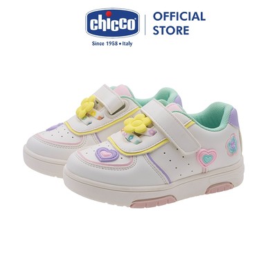 Giày tập đi trẻ em Chicco Camala màu trắng đính hoa