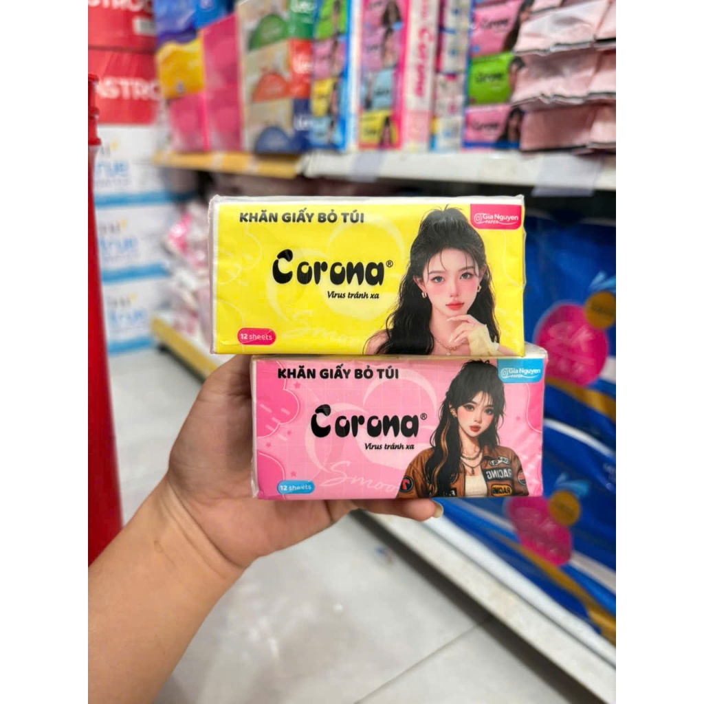 Set 10 gói Khăn giấy bỏ túi Corona, khăn giấy khô, khăn giấy mini