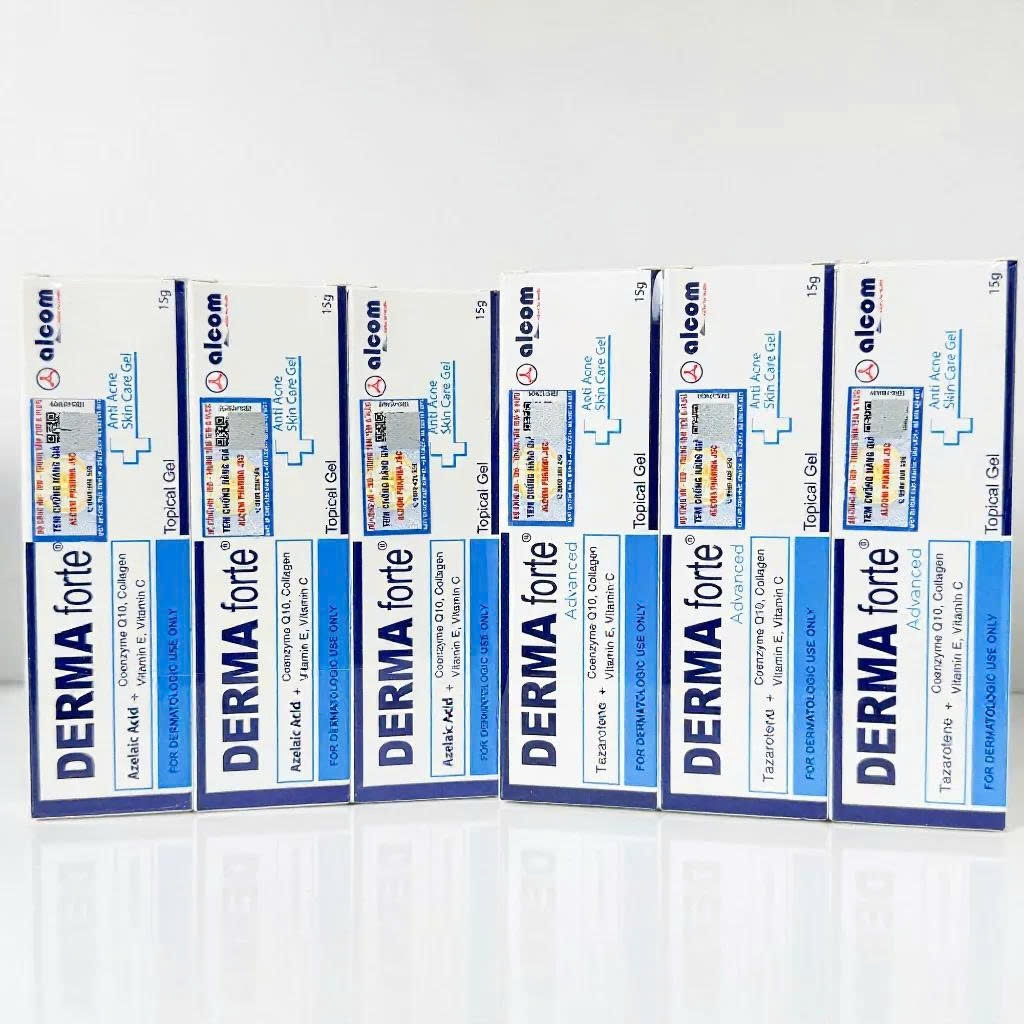 Derma Forte và Derma Forte Advanced Topical Gel 15g Hỗ Trợ Giảm Mụn, Giảm Thâm