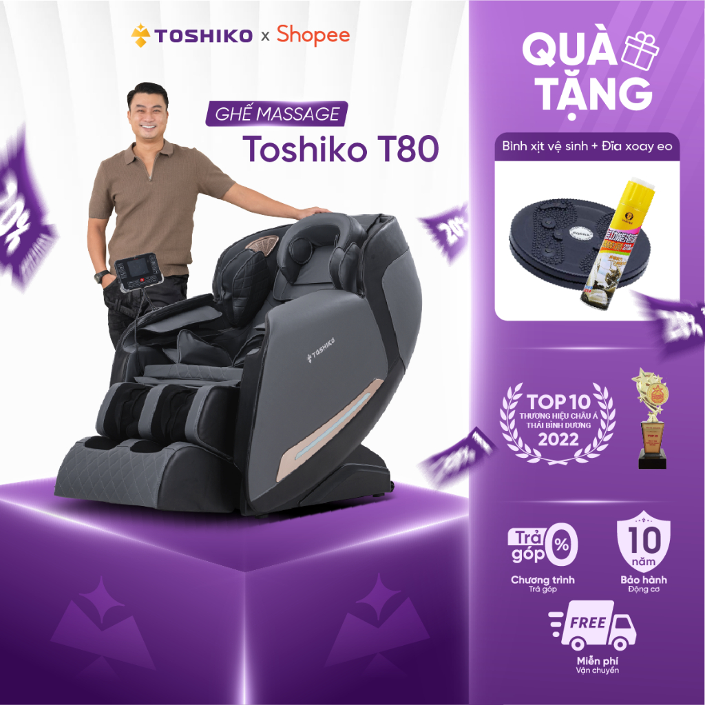 Ghế massage trị liệu toàn thân Toshiko T80 mát xa chuyên sâu vai cổ gáy, bảo hành tại nhà