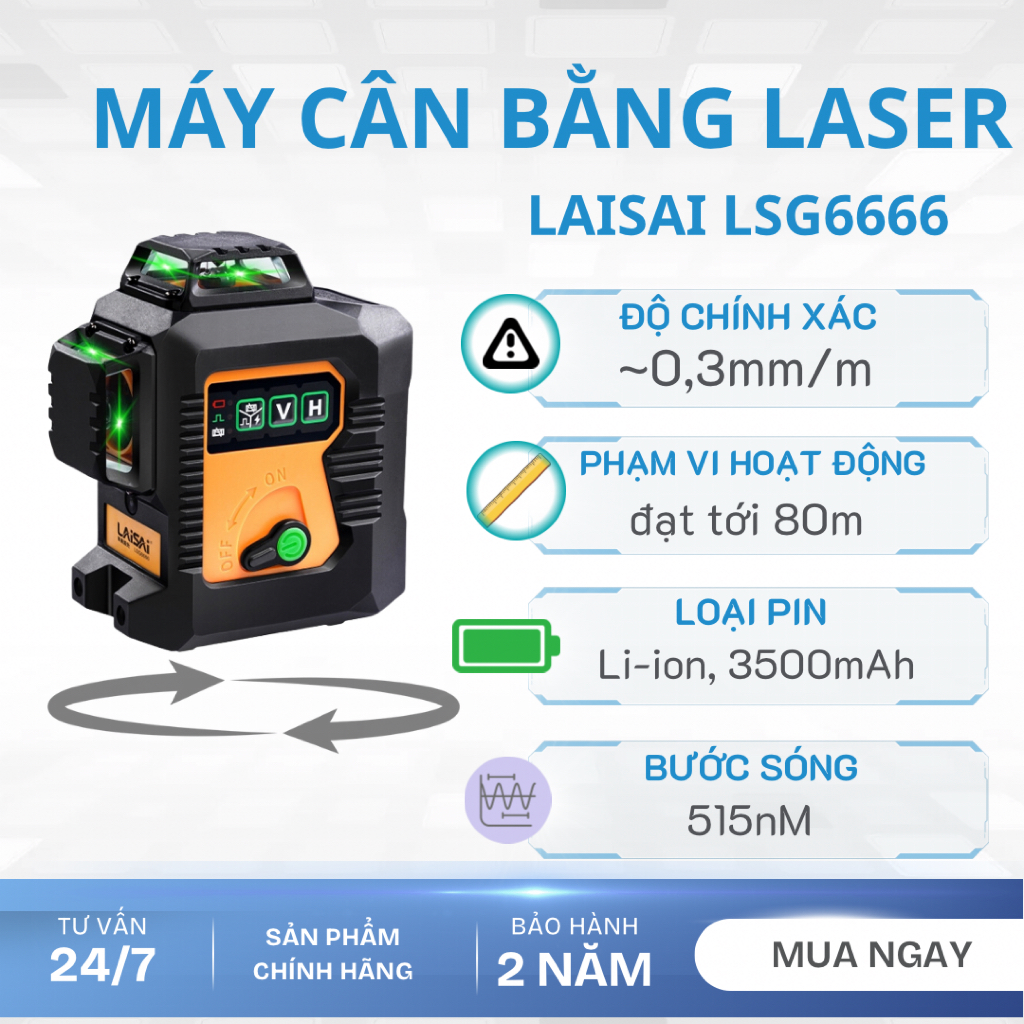 Máy Cân Bằng Laser Laisai LSG6666 12 Tia Xanh