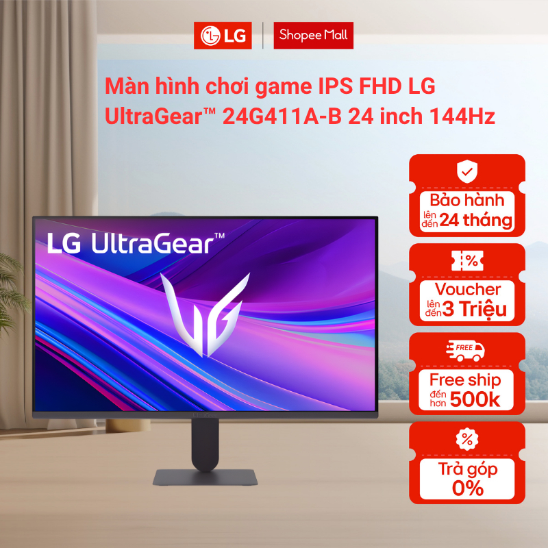 Màn hình chơi game IPS FHD LG UltraGear™ 24G411A-B 24 inch 144Hz (ép xung)