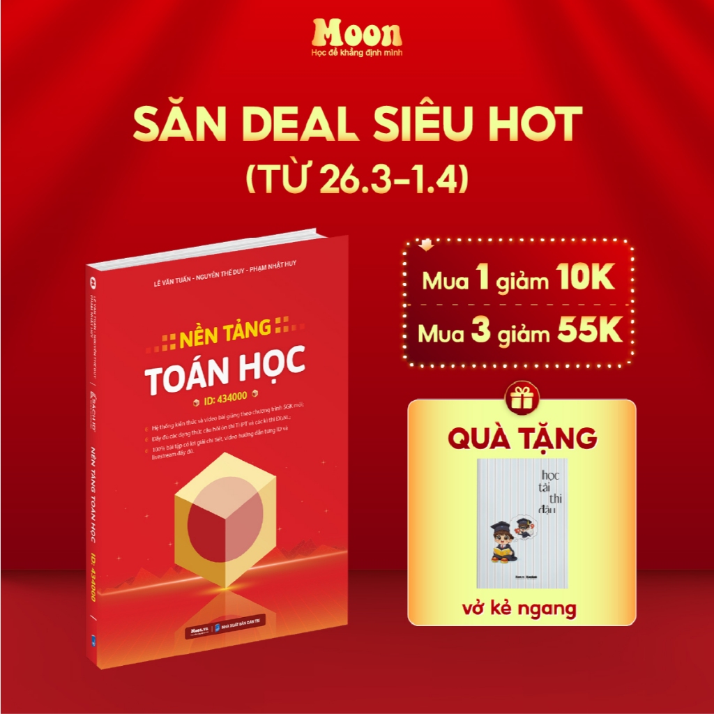 Sách nền tảng toán học lớp 12 ôn thi tốt nghiệp phổ thông Đánh giá năng lực MoonBook