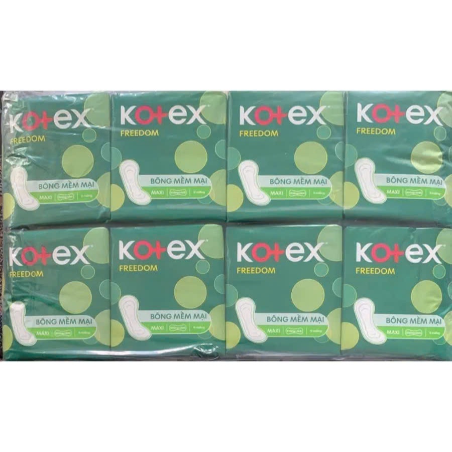 Combo 8 bịch Băng vệ sinh Kotex Freedom Bông Mềm Mại Maxi Không Cánh 23cm