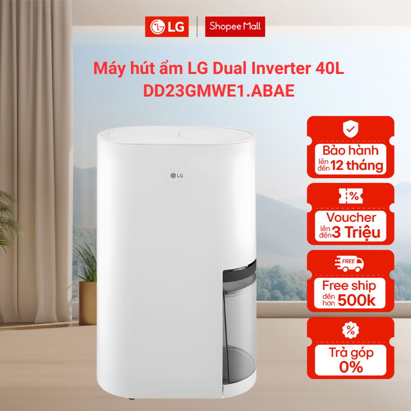 Máy hút ẩm LG Dual Inverter DD23GMWE1.ABAE 40L màu trắng