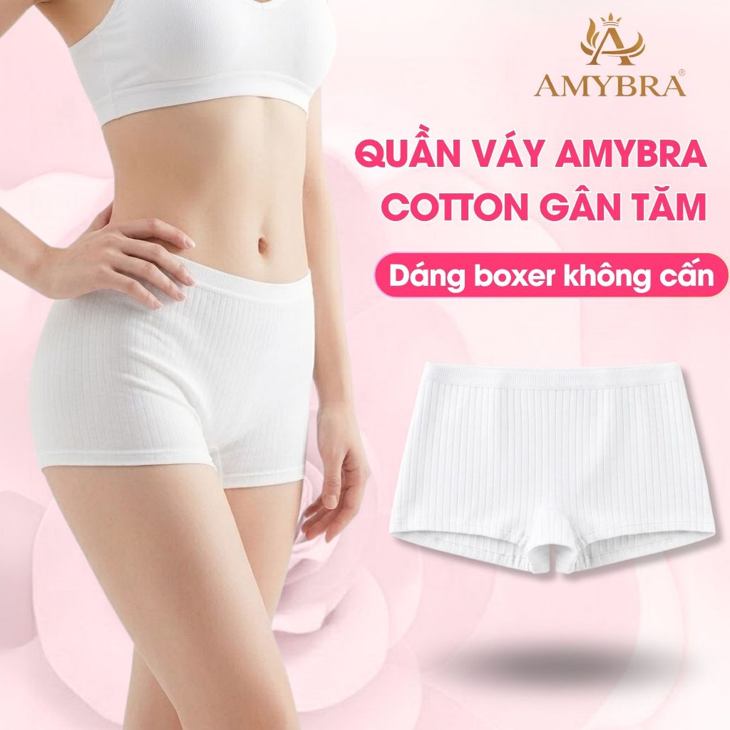 Quần Mặc Trong Váy Cạp Vừa – Quần Bảo Hộ Cotton Co Giãn, Đáy May Kháng Khuẩn AMYBRA V4116