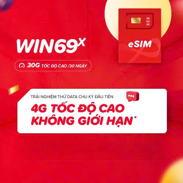 GÓI WIN69x 30Gb/ tháng- Sim Wintel