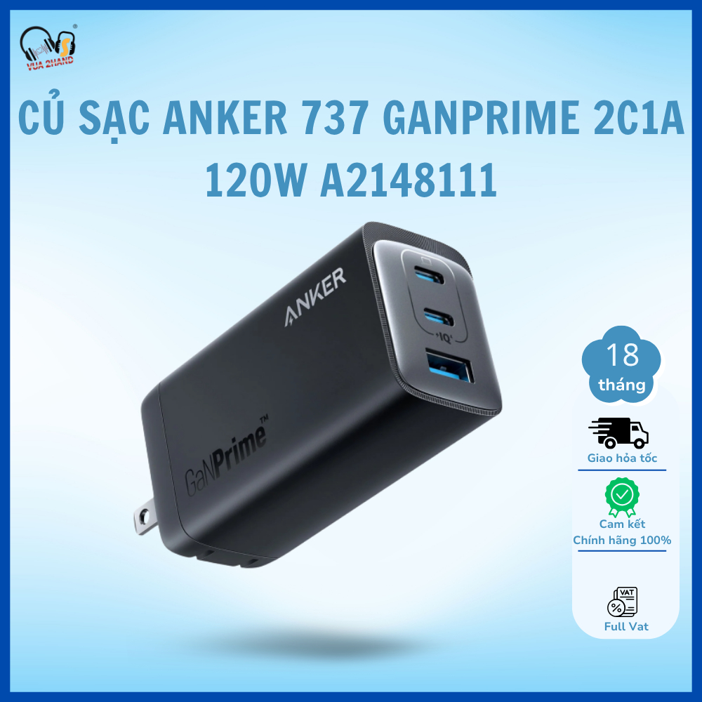 Củ Sạc Anker 737 GaNPrime 2C1A 120W A2148111 chính hãng bảo hành 18 tháng
