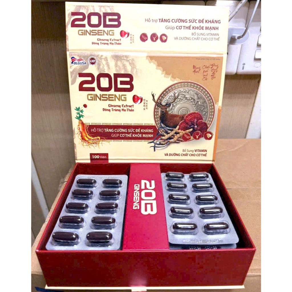 20B Ginseng  bồi bổ cơ thể, ăn ngủ ngon, cho người suy nhược gầy mòn, thiếu máu, mệt mỏi, chán ăn, t