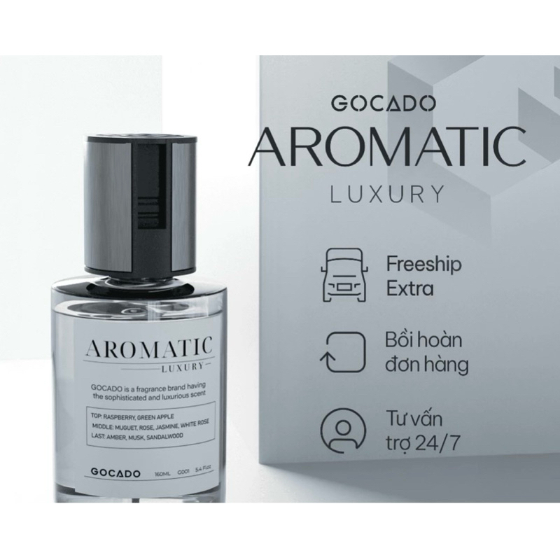 Nước Hoa Ô Tô Cao Cấp AROMATIC PLUS -  GOCADO Khử Mùi Xe Hơi Cao Cấp,Hương Hoa Kết Hợp Vơi Gỗ,Kèm Lõ