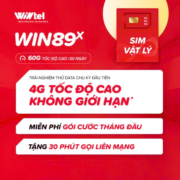 SIM WINTEL – GÓI WIN89x 60Gb/ tháng, 30p ngoại mạng