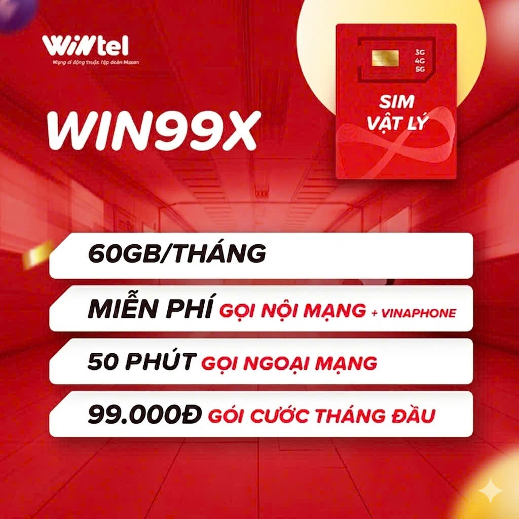 SIM WINTEL – GÓI WIN99x 60Gb/ tháng, 50p ngoại mạng