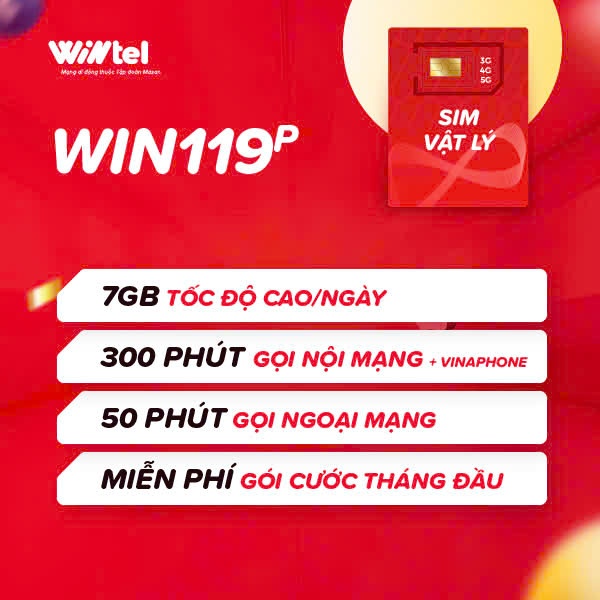 SIM WINTEL – GÓI WIN119P 210Gb/ tháng