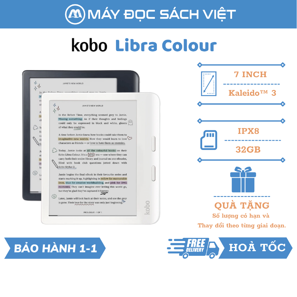 Máy đọc sách Kobo Libra Colour | BLACK/WHITE