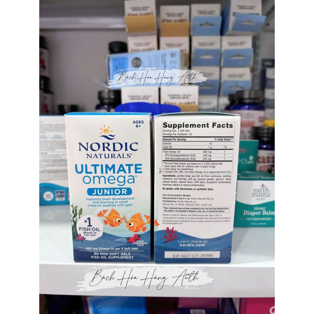 [ Hàng Mỹ ] Viên uống bổ sung Omega 3 Nordic Naturals Ultimate Omega Junior cho bé từ 6 tuổi