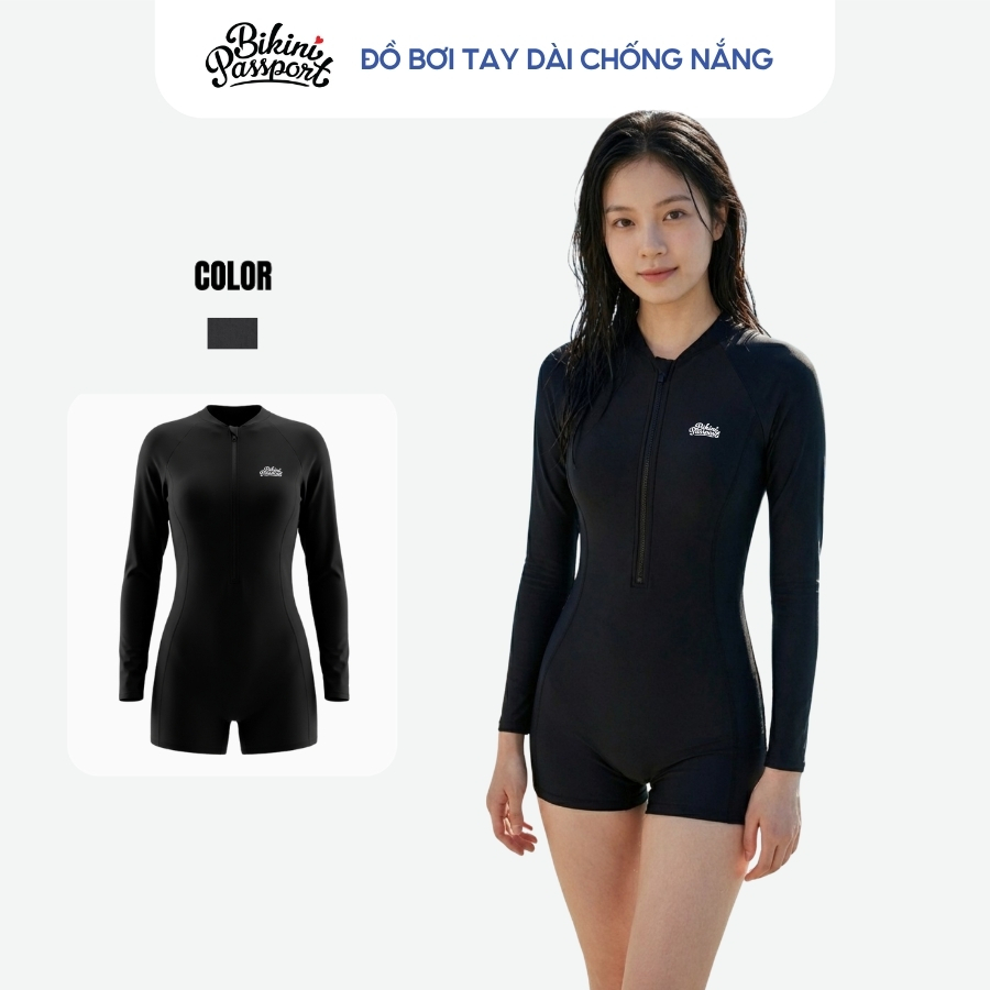 Đồ bơi một mảnh nữ tay dài chống UV đi du lịch - Bikini Passport - BS260_BL | BigBuy360 - bigbuy360.vn