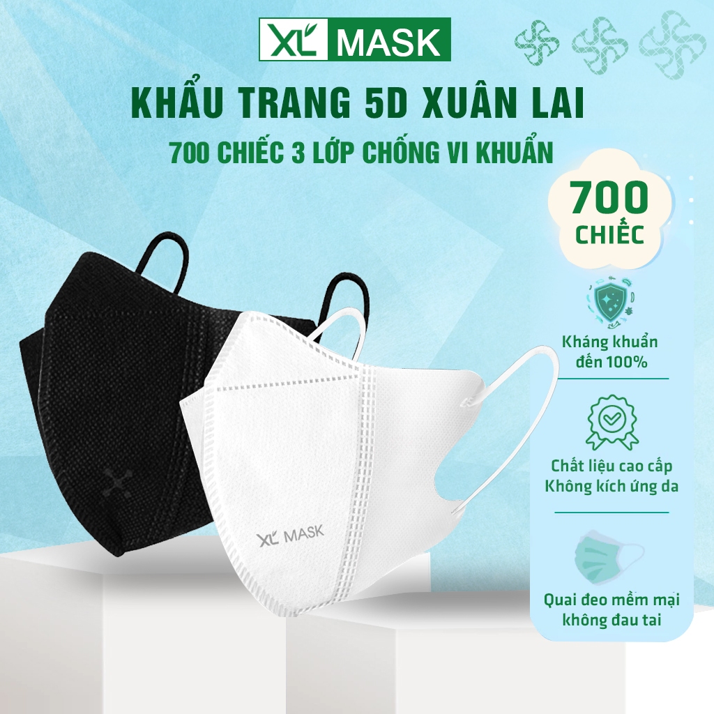 700 Cái Khẩu Trang 5D XL MASK (Xuân Lai) 3 Lớp Kháng Khuẩn, Chống Bụi Mịn