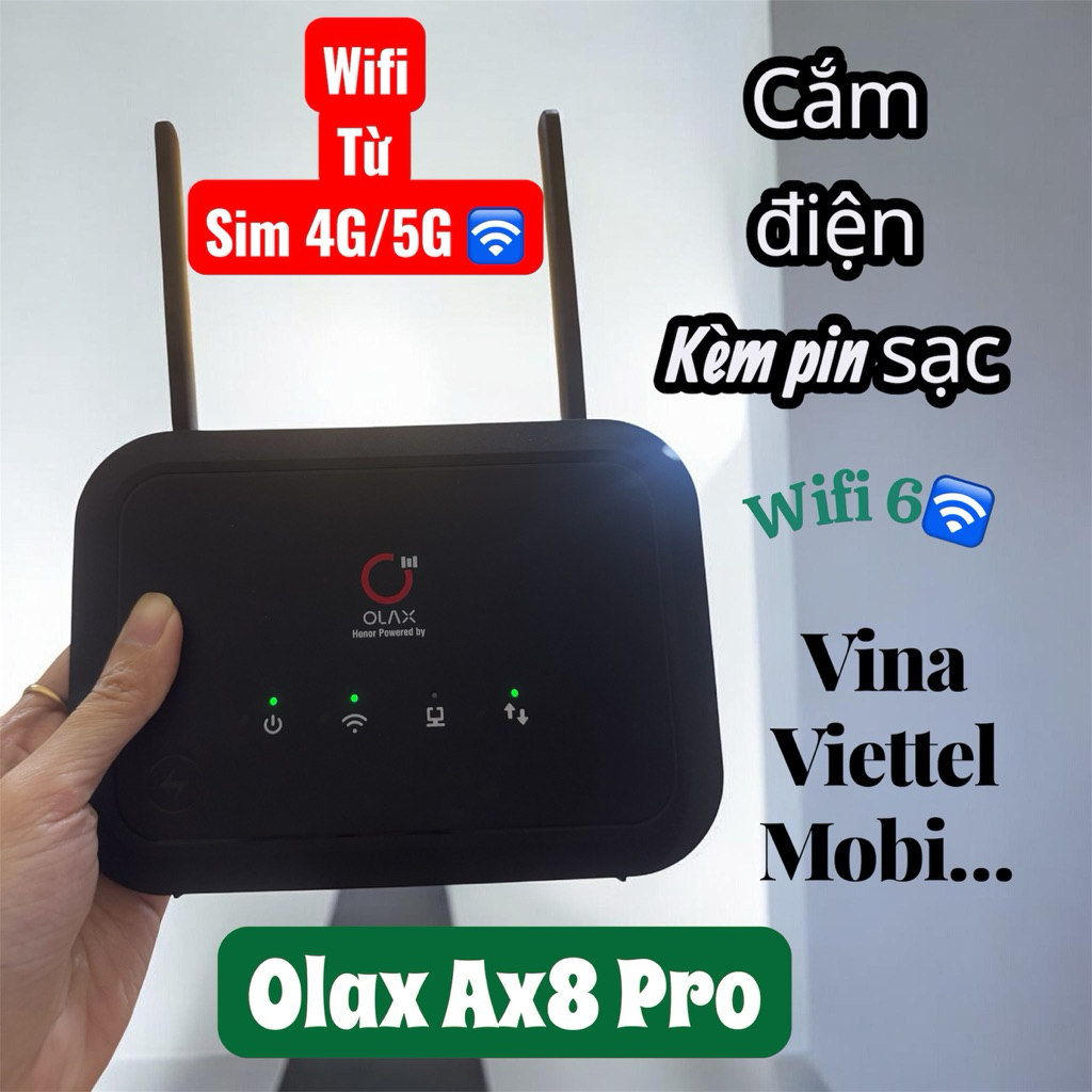 Bộ phát wifi 4G Olax AX8 Pro cắm điện có kèm pin sạc 5.000ma