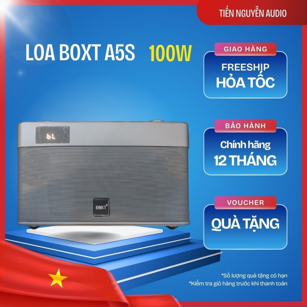 LOA  BOXT Q5S I Phụ kiện : 1 micro không dây, 1 dây sạc, 1 dây đeo