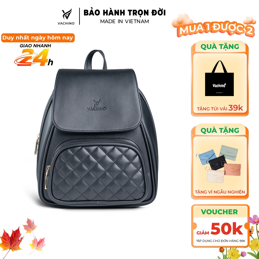 Balo da nữ thời trang dễ thương nhiều màu thêu hoạ tiết VACHINO-BG034