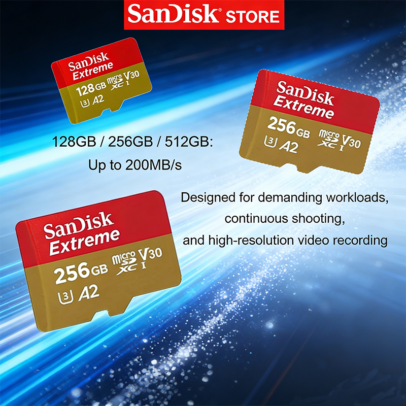 Sandisk Extreme Up To 190MB/S MicroSD Card A2 Class 10 (64GB/128GB/256GB/512GB/1TB)