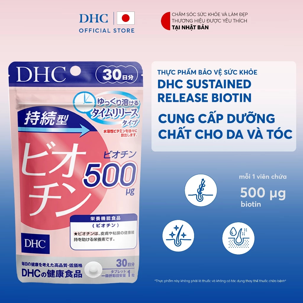 Viên uống DHC Biotin hỗ trợ tốt cho da và tóc (30 Ngày) - TPBVSK DHC Sustained Release Biotin