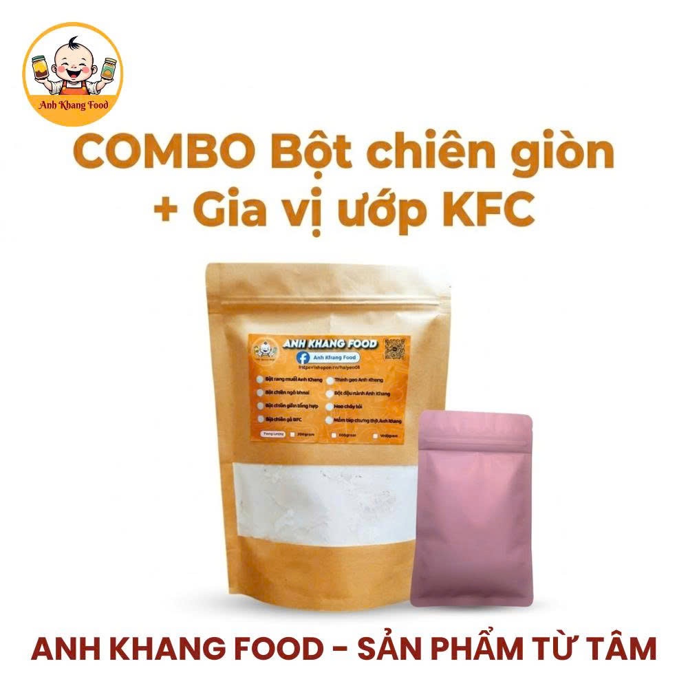 [Combo gà KFC] 1 Bột ướp gà 40gr và 1 Bột chiên giòn tổng hợp 500gr Anh Khang Food - Món gà chiên KF