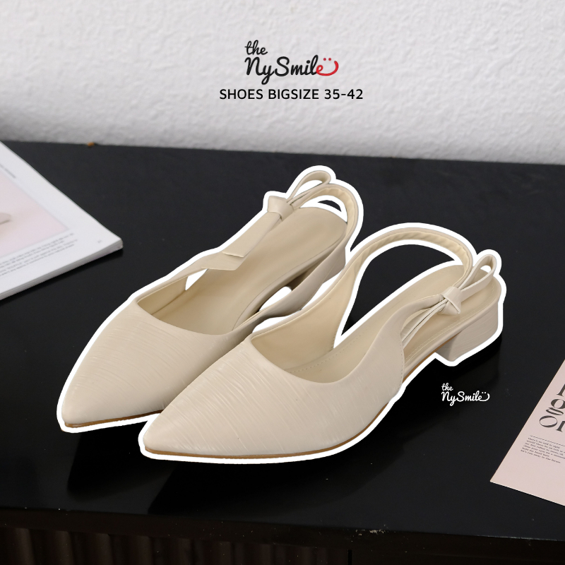 Giày búp bê nơ mũi nhọn, giày búp bê hè , giày búp bê nơ có gót 2p - The NySmile JUSTIN