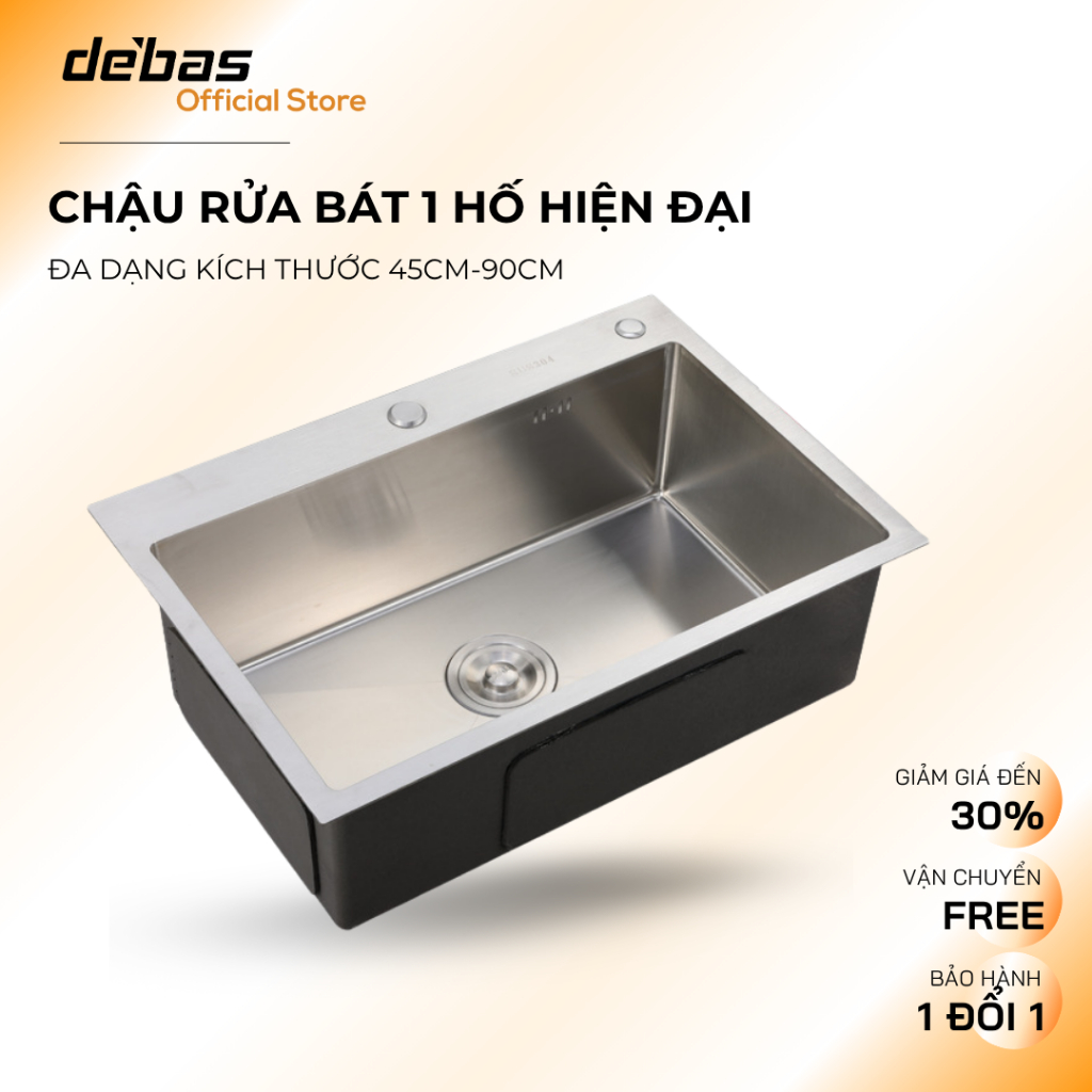 Chậu rửa bát 1 hố to inox 100% sus304 đúc bồn rửa chén 1 hộc korea Debas 4045 6045 8245