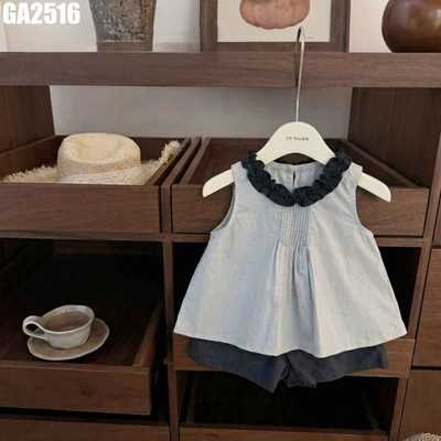 Set Áo Váy Sát Nách Viền Quần Ngắn Phồng Cho Bé Gái 1-8 Tuổi MINTSCLOSET Quảng Châu - GA2516