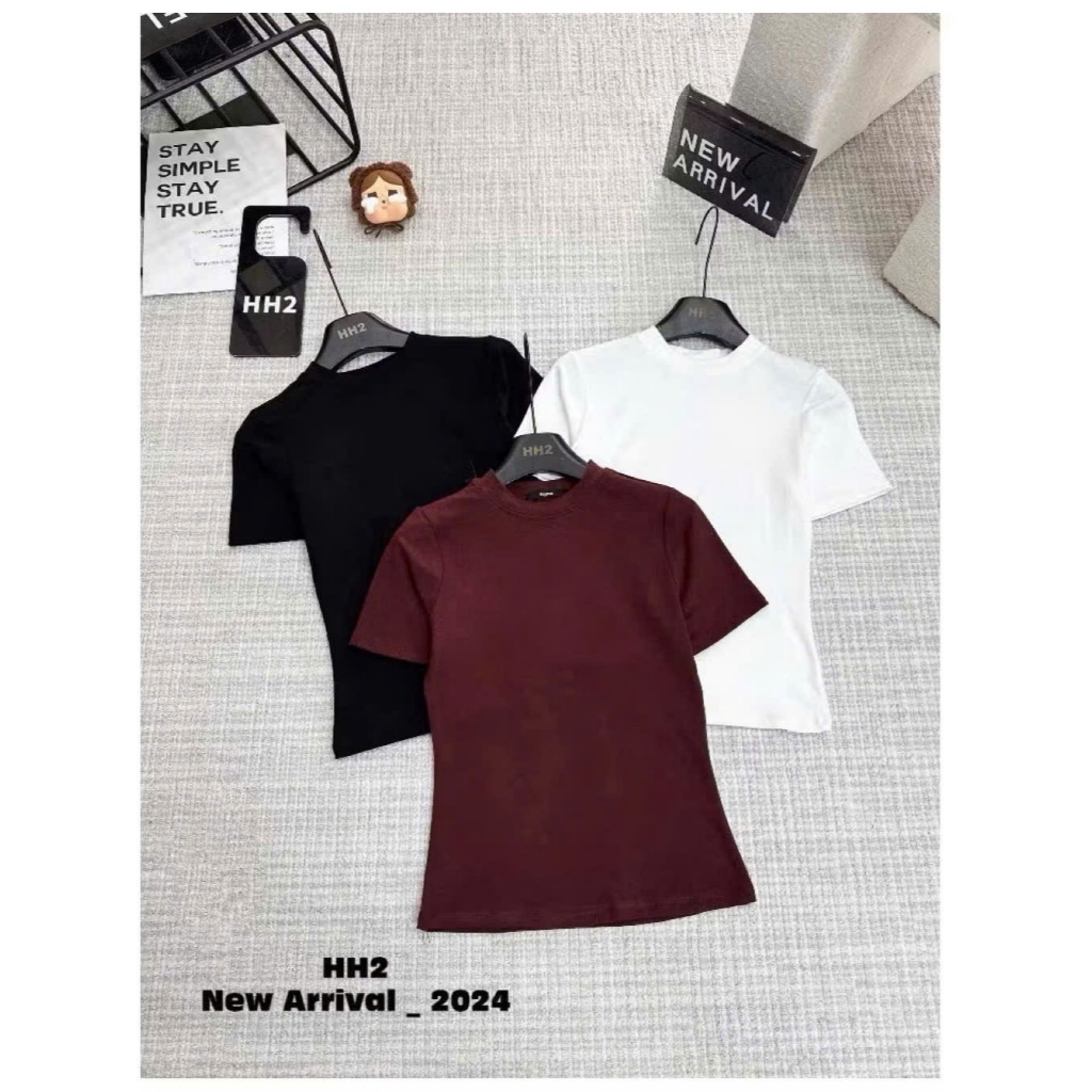 XẢ B179 - SET 3 ÁO CỔ TRÒN TRẮNG ĐEN ĐỎ