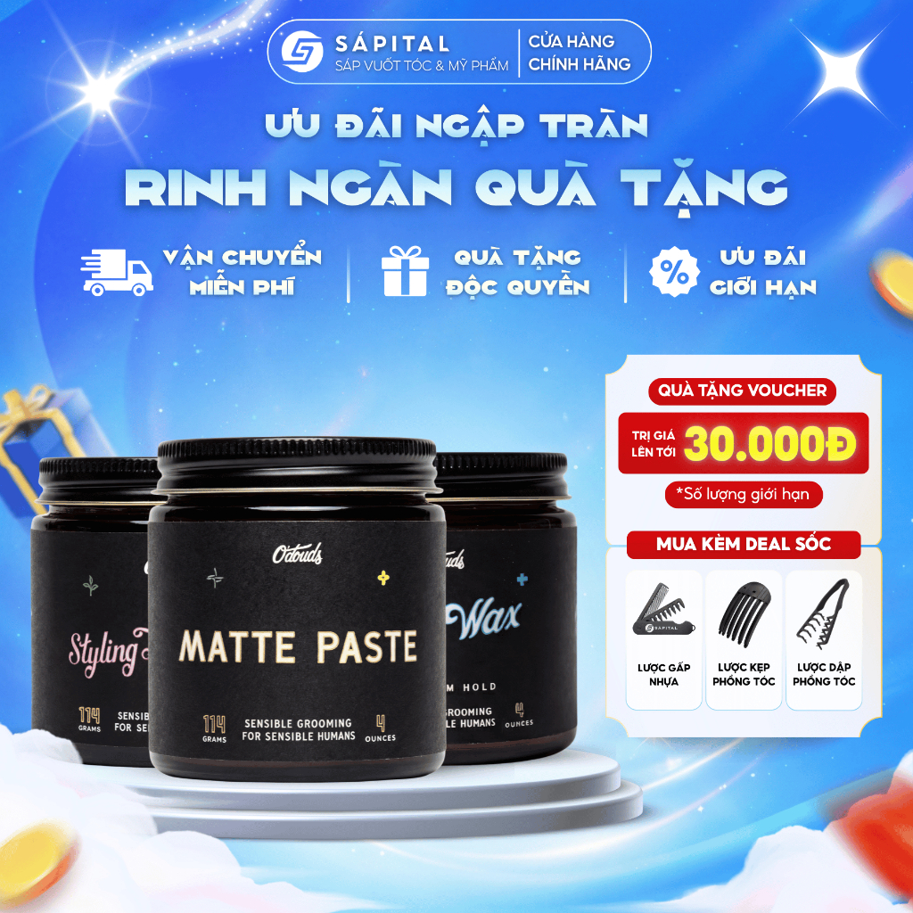 [FULL LINE O'DOUDS] Sáp vuốt tóc O'douds Matte Paste - Dry Wax - Styling Treatment - Sea Salt Paste