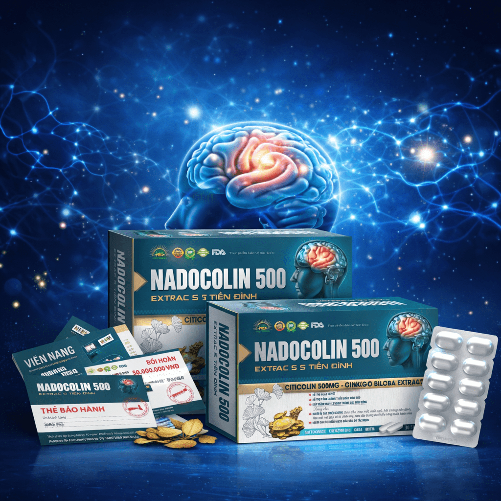 Nadocolin 500 | Hoạt Huyết Não – Bổ Não Citicoline Ginkgo Biloba – Tăng Tuần Hoàn Não, Giảm Đau Đầu