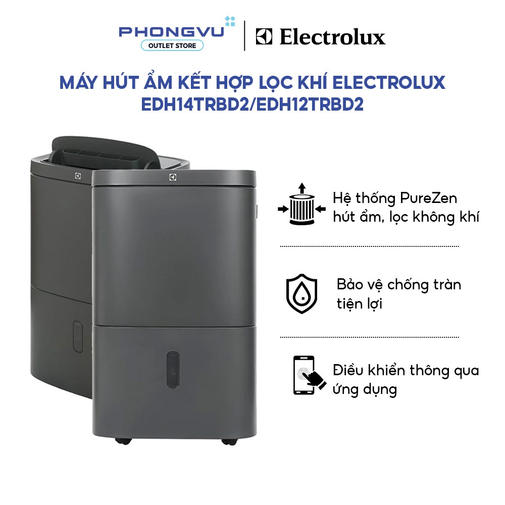 Máy Hút Ẩm Electrolux PureZen EDH12TRBD2 24L / EDH14TRBD2 27L - Lọc Không Khí HEPA H13, Phòng 50-58m