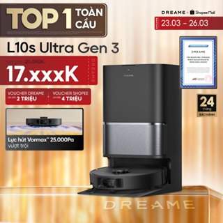 Dreame L10s Ultra Gen 3 Robot hút bụi thông minh | Lực hút 25.000Pa | tùy chỉnh với 5 cấp độ hút | BH 24 tháng