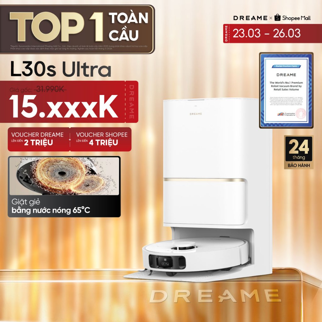Dreame L30s Ultra/L10s Ultra Gen 3/L50 Ultra CE Robot hút bụi thông minh | Lực hút đến 25.000Pa | BH 24 tháng