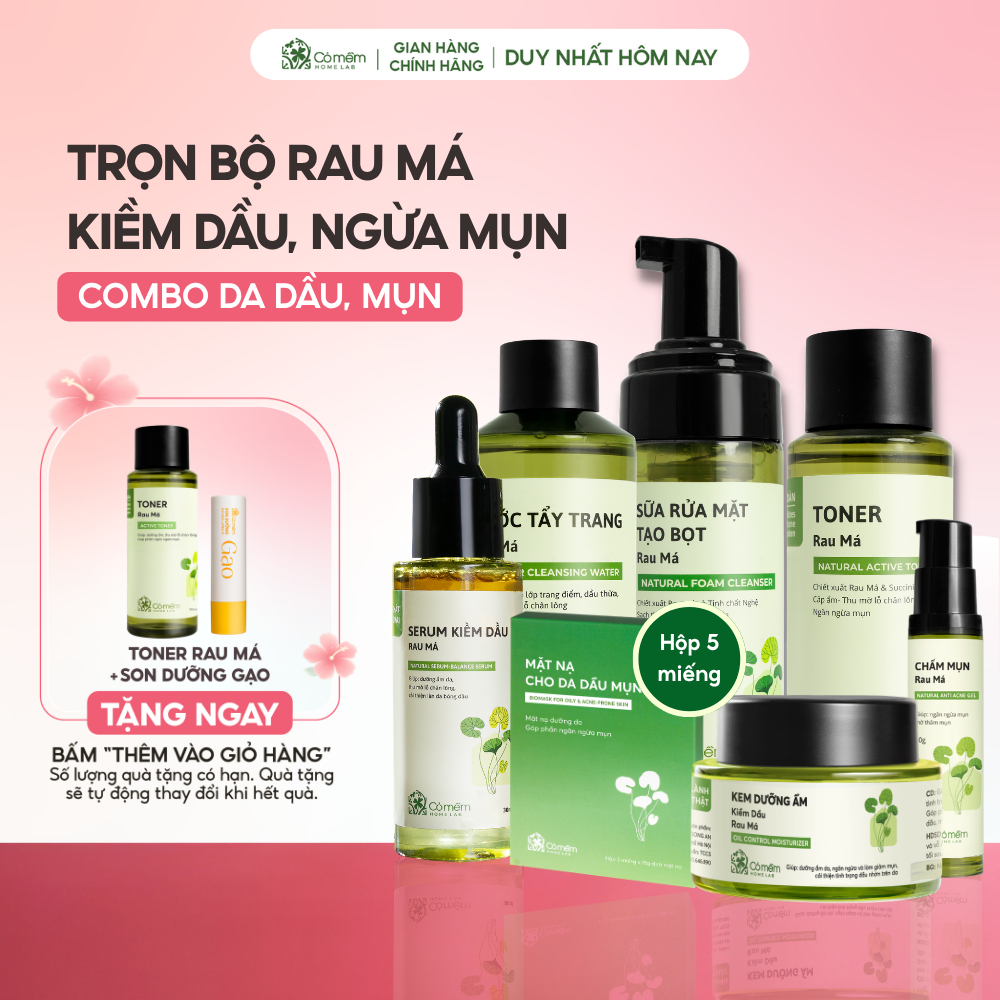 Trọn Bộ Chăm Sóc Da Rau Má Chuyên Sâu Kiềm Dầu Giảm Mụn Cỏ Mềm