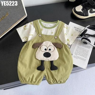 Set Yếm Quần Họa Tiết Cun Cam Kèm Áo Thun Tay Ngắn Bé Trai 1-5 Tuổi MINTSCLOSET Quảng Châu - YE5223
