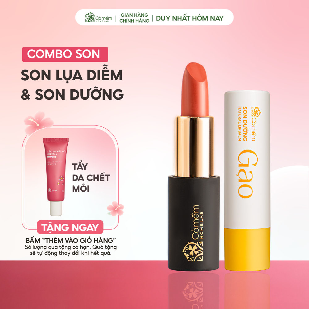 Bộ Chăm Sóc Môi Xinh Gồm Son Lụa Và Son Dưỡng Cỏ Mềm