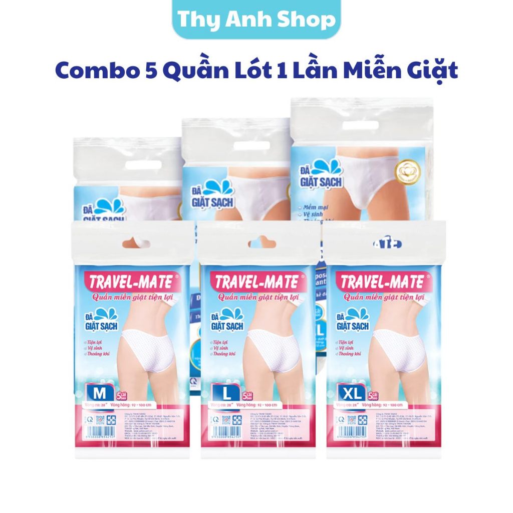Combo 5 Quần Lót 1 Lần, Miễn Giặt Travel-Mate/Body-Mate, Tiện Lợi, Tiệt Trùng, Thoải Mái