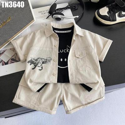 Set Áo Sơ Mi Túi Hộp Thun Tay Ngắn Quần Đùi Kaki Cho Bé Trai 1-5 Tuổi MINTSCLOSET Quảng Châu TN3640