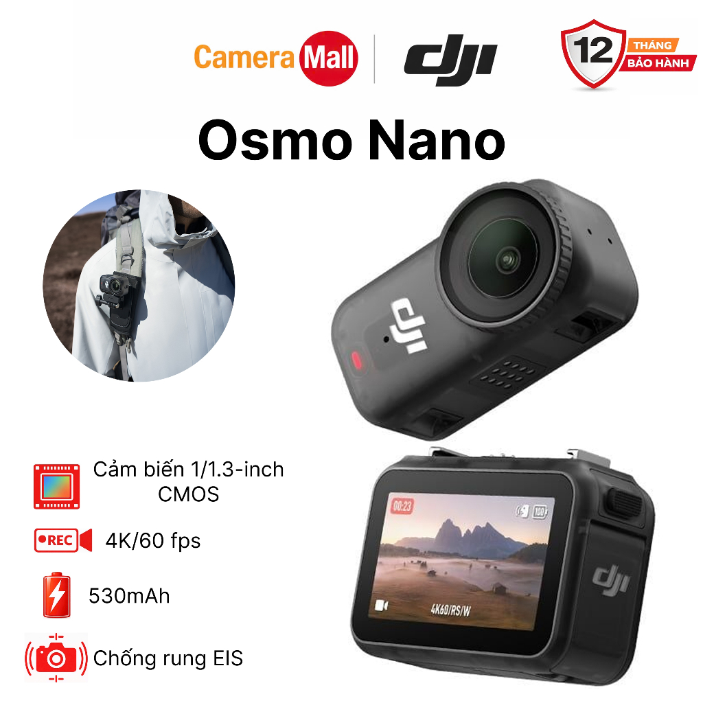 DJI Osmo Nano 128GB / 64GB - Camera Đeo Thông Minh Siêu Nhỏ Gọn | Quay 4K | AI Tracking | Chính Hãng BH 12 Tháng | BigBuy360 - bigbuy360.vn