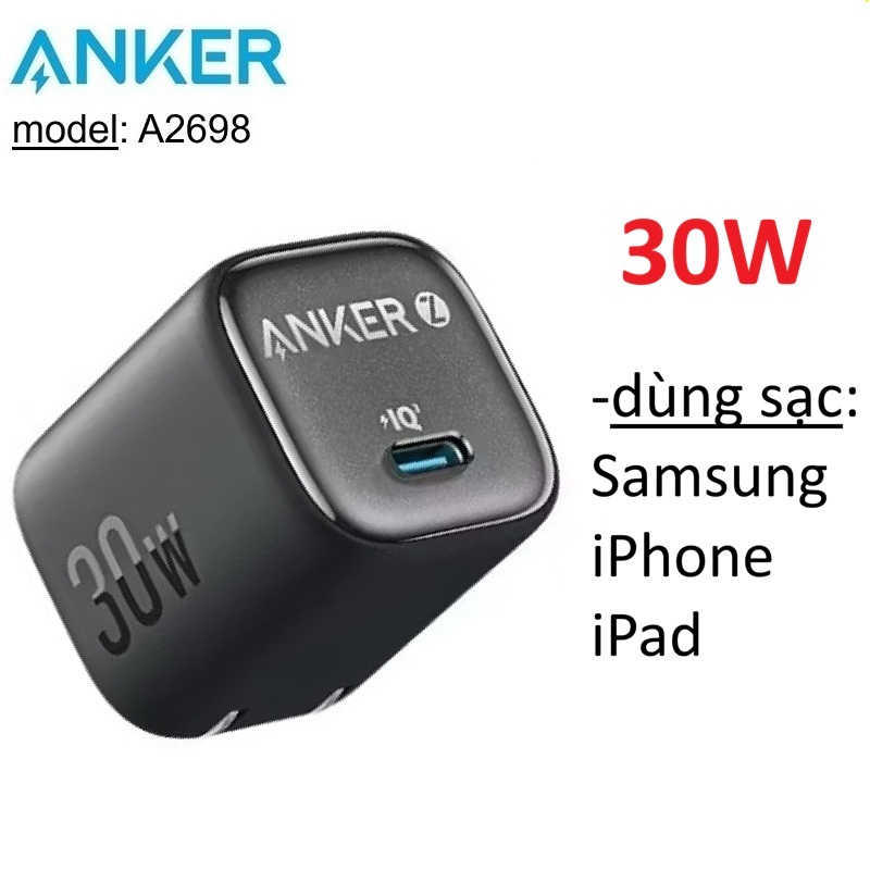 Củ sạc 30W Anker A2698 PD/PPS -Bảo Hành 12 tháng