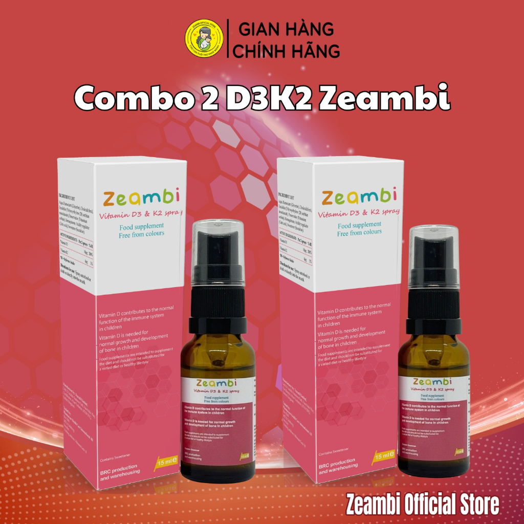 Combo 2 Vitamin D3K2 Zeambi – D3K2 Dạng Xịt Chính Hãng Nhập Khẩu Anh Quốc