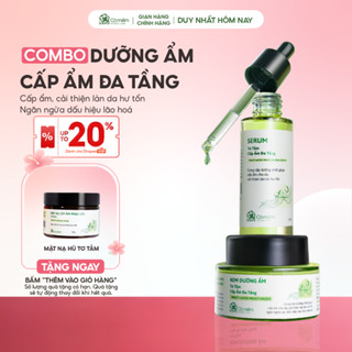 Combo Dưỡng Da Mặt Serum Kem Dưỡng Ẩm Đa Tầng Tơ Tằm Với Hoạt Chất HA B5 Creamide Betaglucan Cỏ Mềm