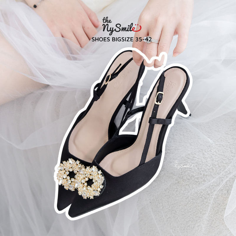 Giày cao gót đính hoa đá lấp lánh 7P,cao gót dự tiệc đám cưới, giày cô dâu  The NySmile - JAYA