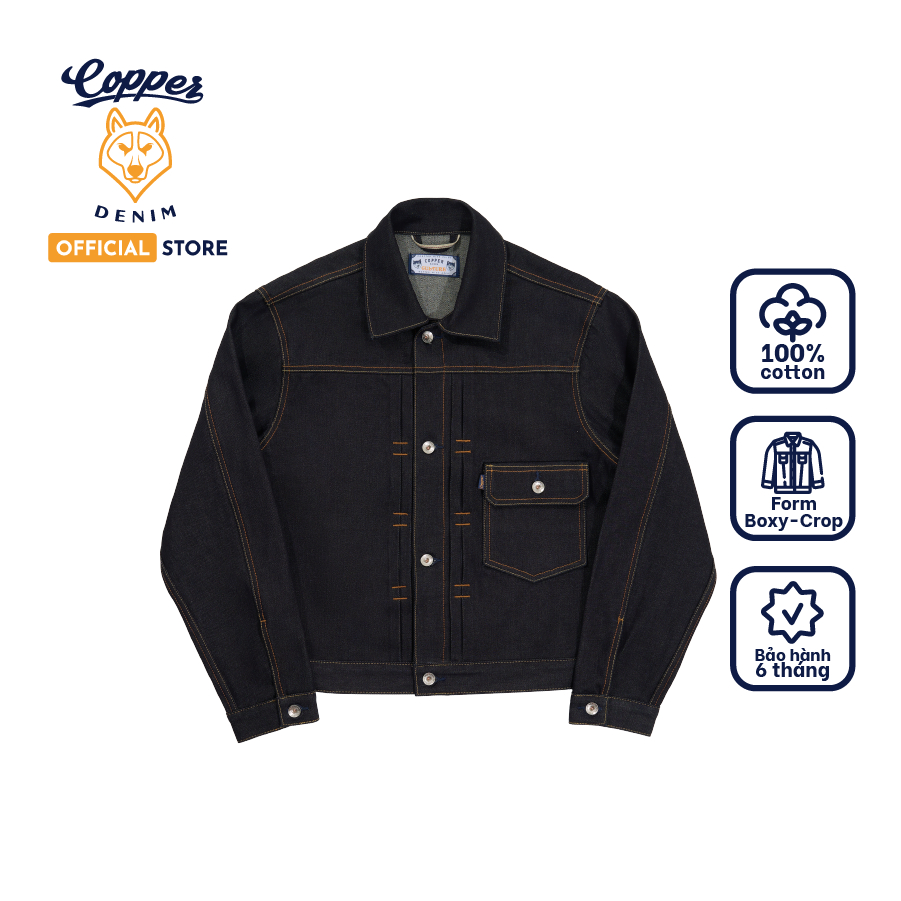 [NEW] Áo Khoác Jean/Denim Nam Type I 14.5 Oz - raw selvedge denim, màu diamond blue, form boxy - Cop