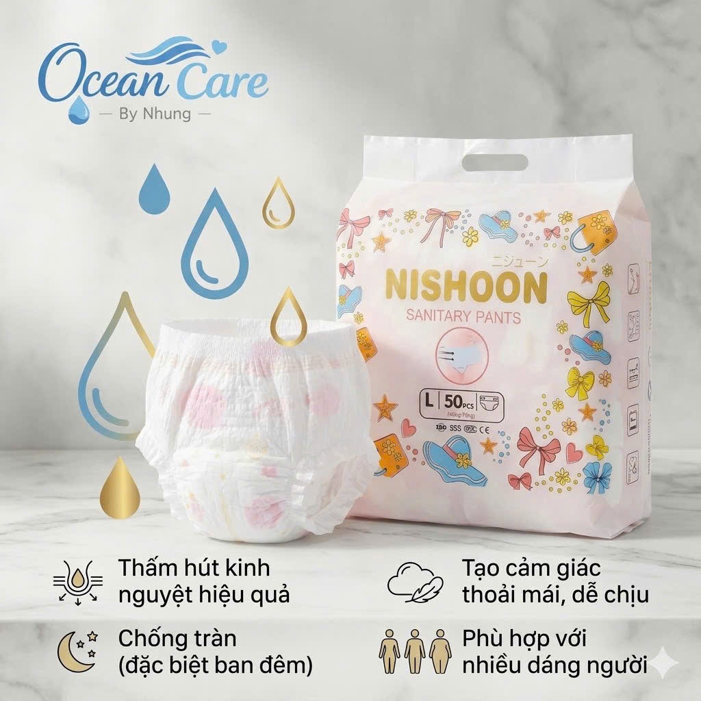 BVS Quần Nishoon Phụ Nữ - Bịch 50 Miếng Thêm Tự Tin Thoải Mái